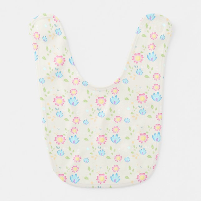Cute Spring Flowers Design Baby Bib (Front)