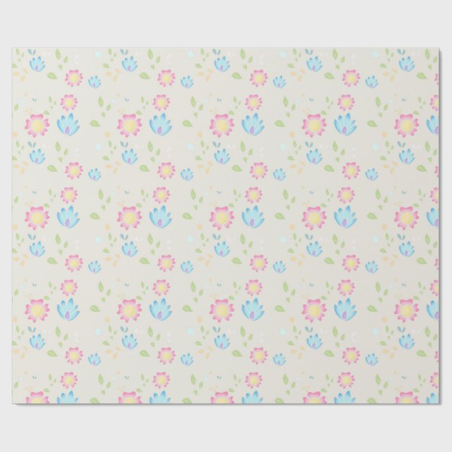 Cute Spring Flowers Design Wrapping Paper (Flat)