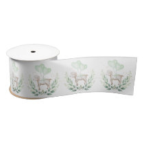 Cute Spring Lamb Greenery Eucalyptus Baby Birthday Satin Ribbon