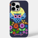 Cute spring Owl &amp; custom Name Case-Mate iPhone 14 Pro Max Case