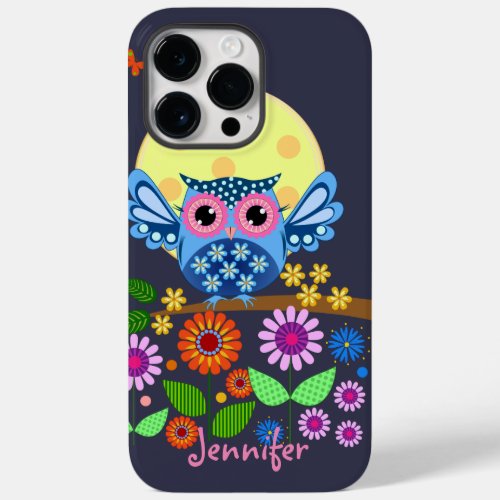 Cute spring Owl  custom Name Case_Mate iPhone 14 Pro Max Case