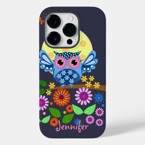 Cute spring Owl  custom Name Case_Mate iPhone 14 Pro Case