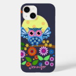 Cute spring Owl &amp; custom Name Case-Mate iPhone 14 Case