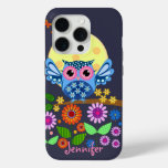 Cute spring Owl &amp; custom Name iPhone 15 Pro Case