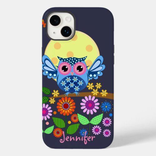Cute spring Owl  custom Name Case_Mate iPhone 14 Plus Case
