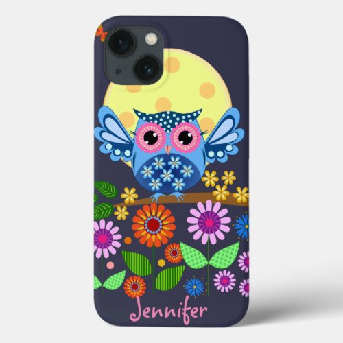Cute spring Owl  custom Name iPhone 13 Case
