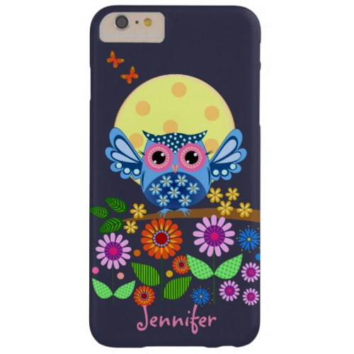 Cute spring Owl  custom Name Barely There iPhone 6 Plus Case