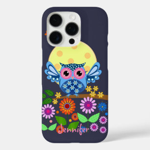 Cute spring Owl & custom Name iPhone 16 Pro Case