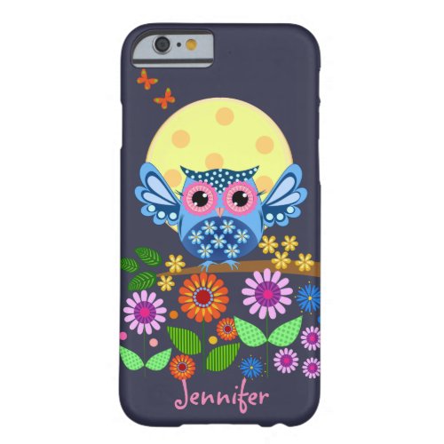 Cute spring Owl  custom Name Barely There iPhone 6 Case