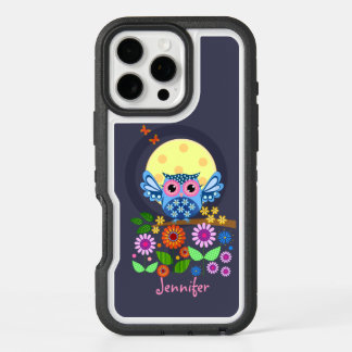 Cute spring Owl & custom Name iPhone 16 Pro Max Case