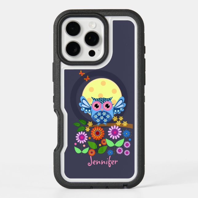 Cute spring Owl & custom Name Otterbox iPhone Case (Back)