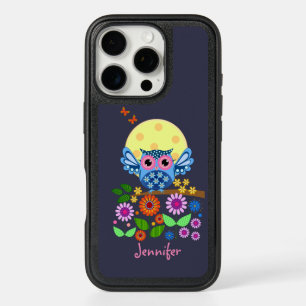 Cute spring Owl & custom Name iPhone 16 Pro Case