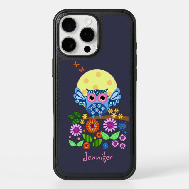 Cute spring Owl & custom Name Otterbox iPhone Case (Back)