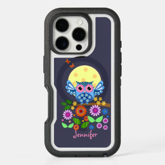 Cute spring Owl & custom Name iPhone 16 Pro Case