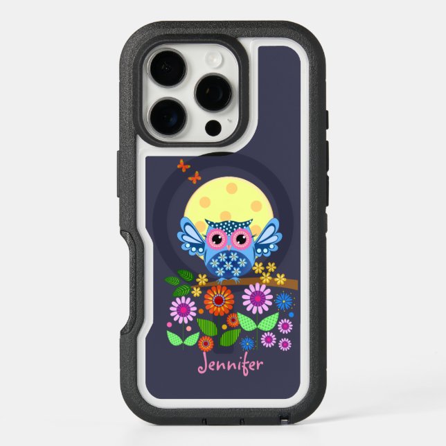 Cute spring Owl & custom Name Otterbox iPhone Case (Back)