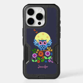 Cute spring Owl & custom Name iPhone 16 Pro Case