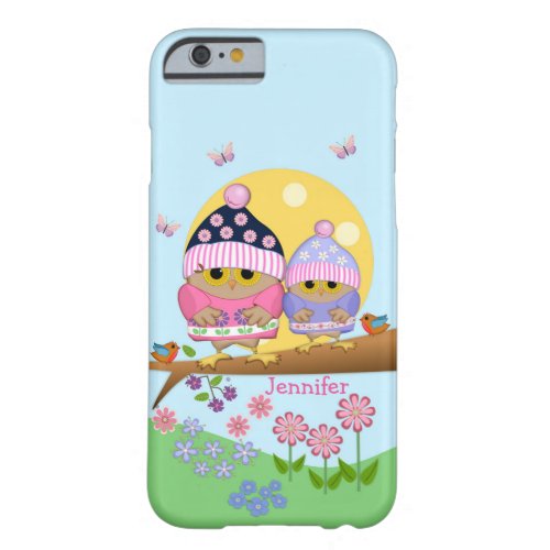 Cute spring owls and custom name barely there iPhone 6 case