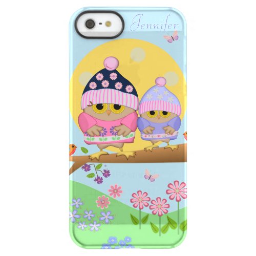 Cute spring owls and custom name permafrost iPhone SE55s case