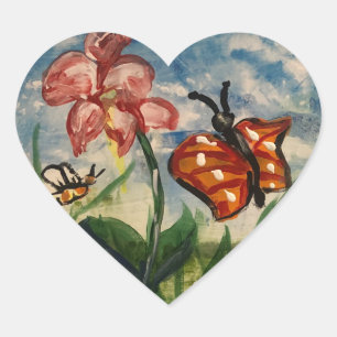  Cute Spring Painting PINKS Heart Sticker