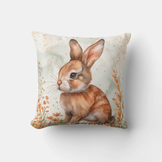 Cute Spring Rabbit Throw Pillow (Front)