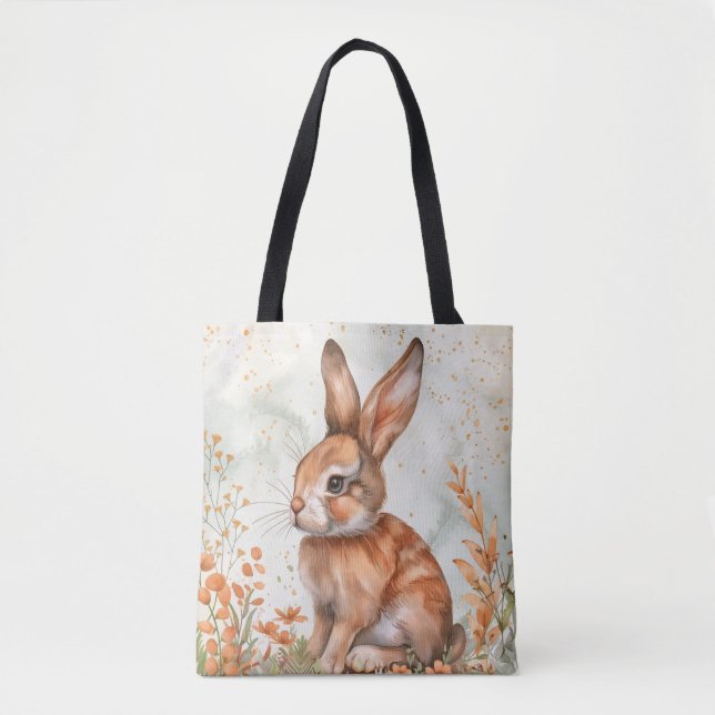 Cute Spring Rabbit Tote Bag (Front)