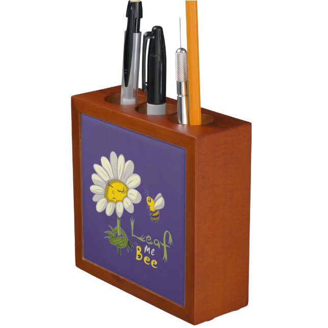 Cute Spring Scene with Daisy Flower and Bee Desk Organizer (In Situ)