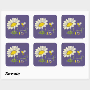 Cute Spring Scene with Daisy Flower and Bee Square Sticker