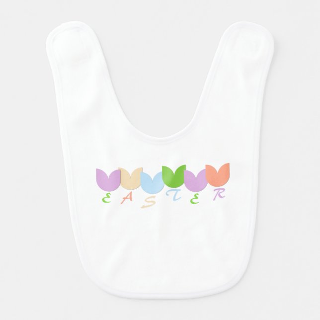 Cute Spring Tulips Floral 6-Letter Personalization Baby Bib (Front)