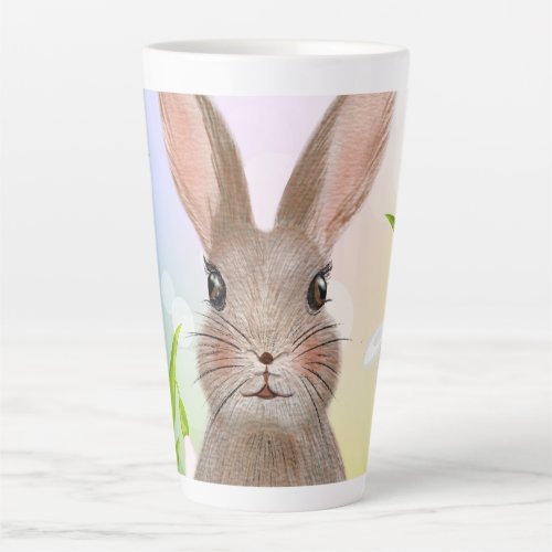 Cute Spring Watercolor Bunny Rabbit Latte Mug
