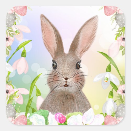 Cute Spring Watercolor Bunny Rabbit Stickers