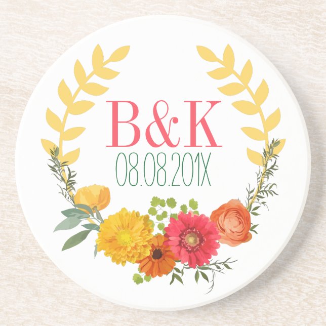 Cute Spring Watercolors Spring Flowers Drink Coaster (Front)