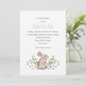 Cute Spring Woodland Bunny Baby Shower Invitation (Standing Front)