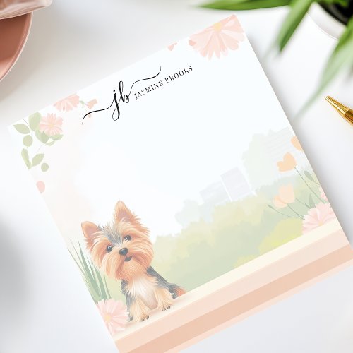 Custom Branding Supplies 14 Cute Spring Yorkshire Terrier Floral Personalized Notepad