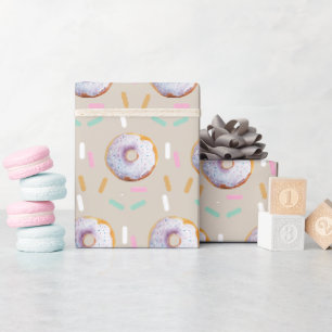 Cute Sprinkle Donut Watercolor Pattern Wrapping Paper