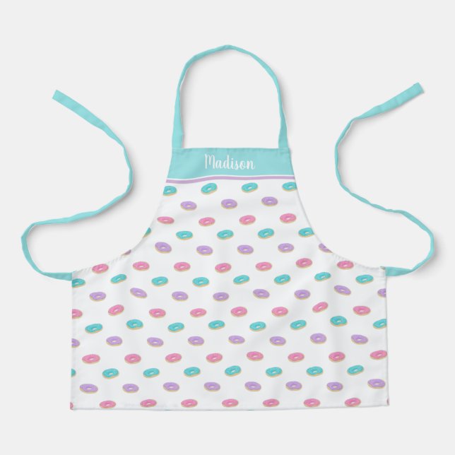 Cute Sprinkle Donuts Pattern Personalized Kids Apron (Front)