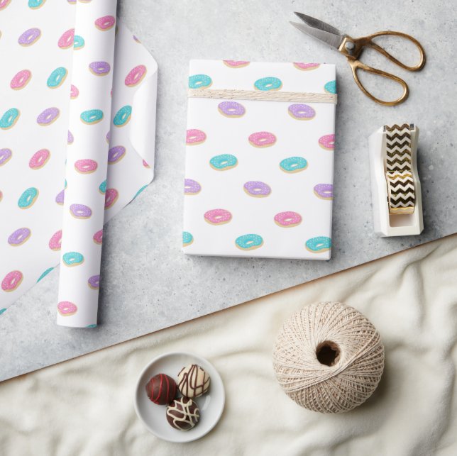 Cute Sprinkle Donuts Pattern Wrapping Wrapping Paper (Crafts)