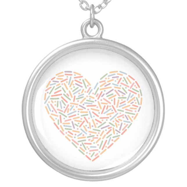Cute Sprinkle Heart | Baby Sprinkle Silver Plated Necklace (Front)