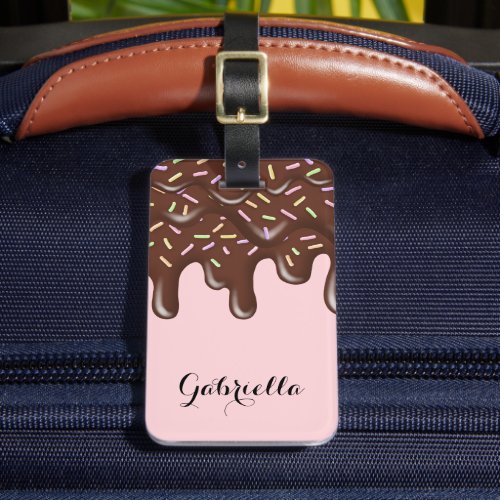 Cute Sprinkle Ice Cream Chocolate Personalized Luggage Tag