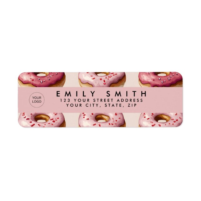 Cute Sprinkle Pink Donut  Label (Front)