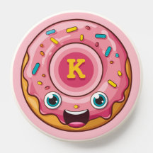 Cute Sprinkle Pink Glaze Donut with Monogram