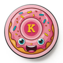 Cute Sprinkle Pink Glaze Donut with Monogram