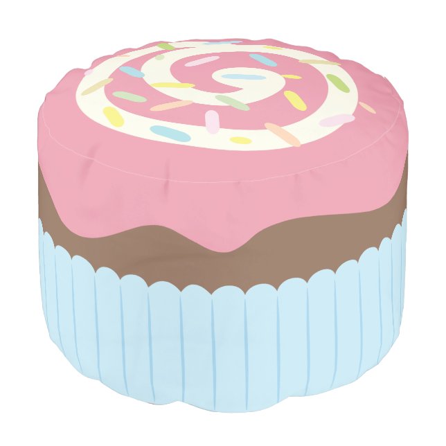 Cute Sprinkled Cupcake Pouf (Angled Front)