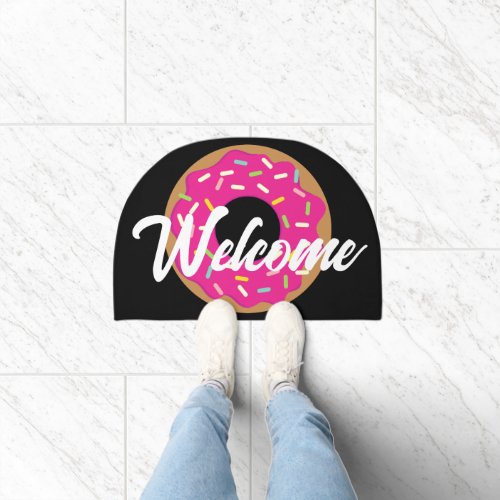 Cute sprinkled donut door mat for pastry shop