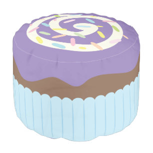 Cute Sprinkled Purple Cupcake Pouf
