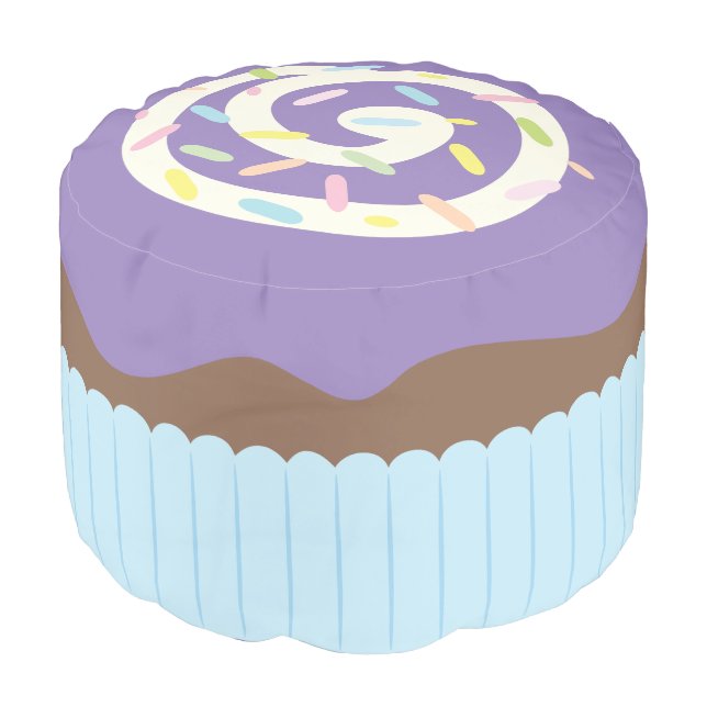 Cute Sprinkled Purple Cupcake Pouf (Angled Front)