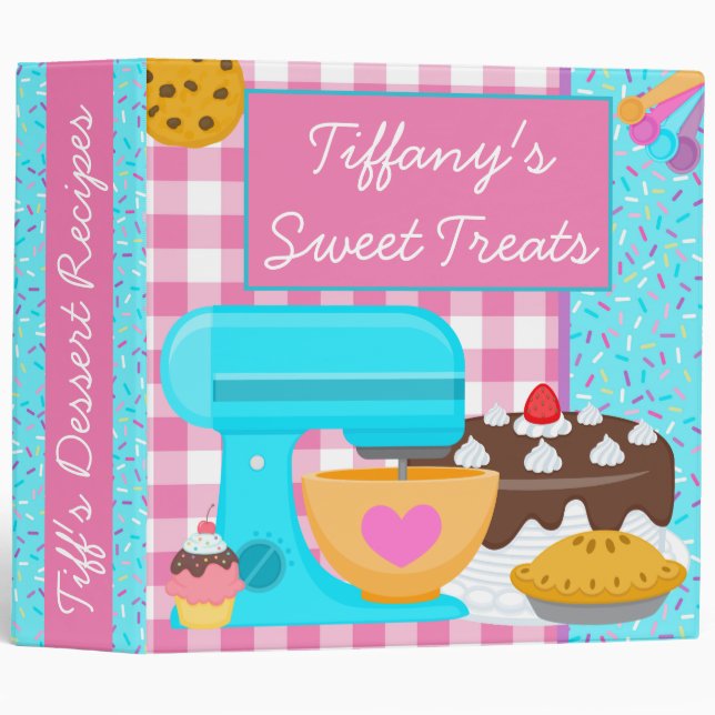 Cute Sprinkles Baker Dessert Recipe Binder (Front/Spine)