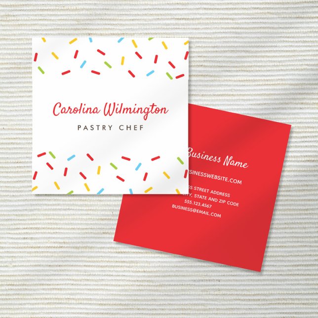 Cute Sprinkles Bakery Dessert Catering Pastry Chef Square Business Card (Creator Uploaded)