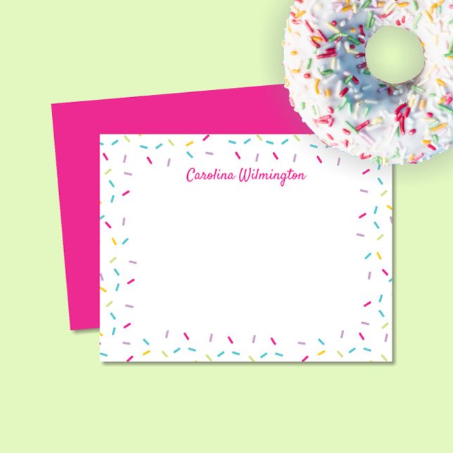 Cute Sprinkles Colorful Girly Stationery Note Card (Creator Uploaded)