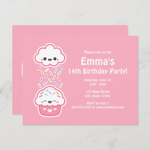 Cute Sprinkling Cloud Birthday Party Invitations