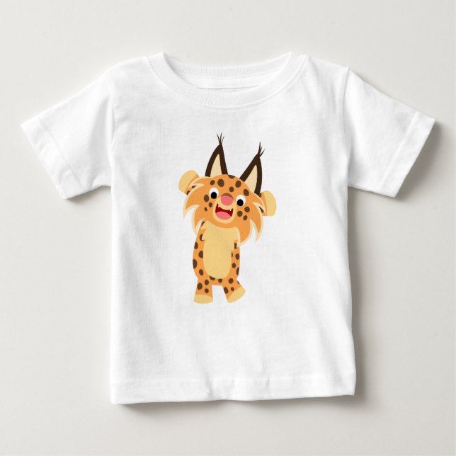 Cute Spunky Cartoon Bobcat Baby T-Shirt (Front)